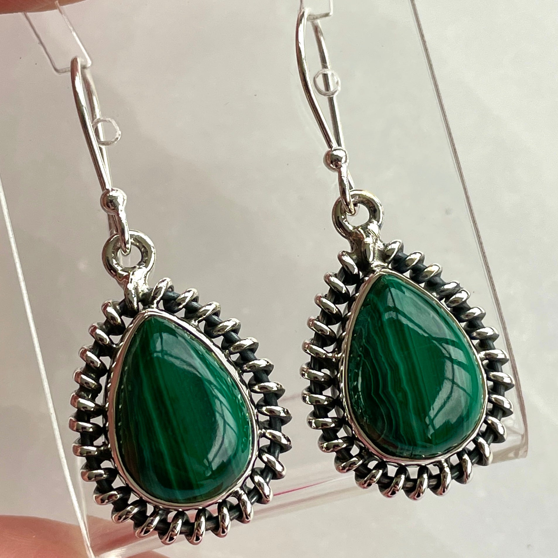 Malachite Earrings - Teardrop Malachite Earrings - Teardrop